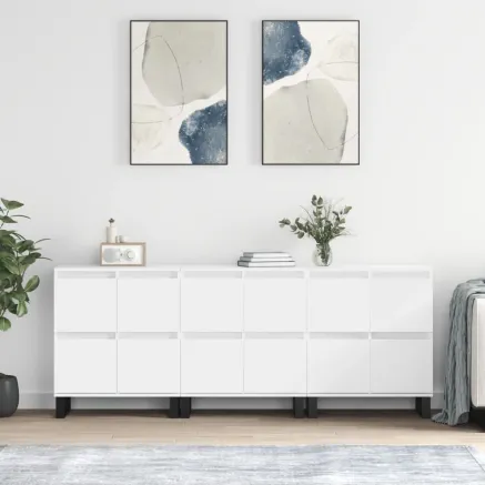 Buffets 3 pcs Blanc Bois d'ingénierie