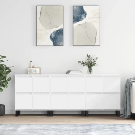 Buffets 3 pcs Blanc Bois d'ingénierie