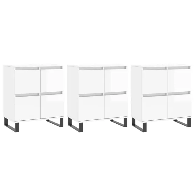 Buffets 3 pcs blanc brillant bois d'ingénierie