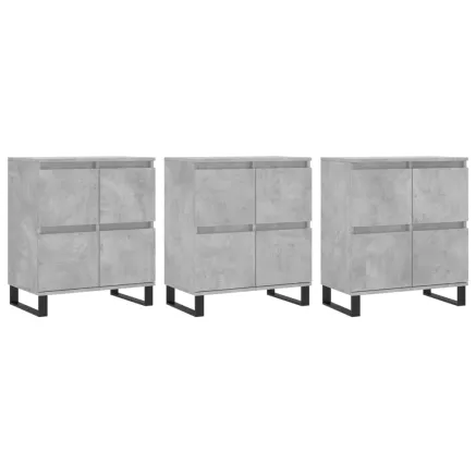 Buffets 3 pcs gris béton bois d'ingénierie 2