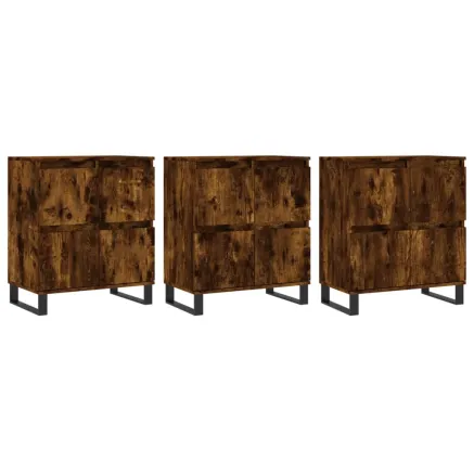 Buffets 3 pcs Chêne fumé Bois d'ingénierie 2