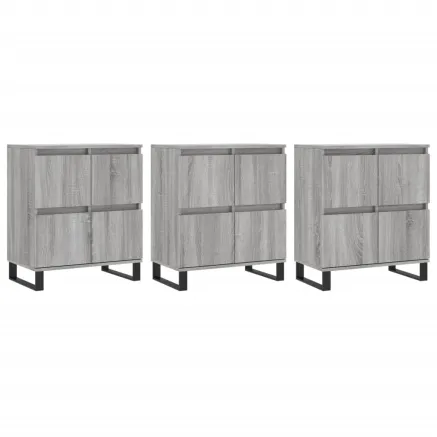 Buffets 3 pcs Sonoma gris Bois d'ingénierie 2