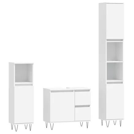Ensemble de meubles salle de bain 3 pcs blanc bois d'ingénierie 2