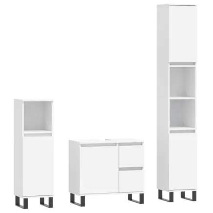 Ensemble de meubles salle de bain 3 pcs blanc bois d'ingénierie 2