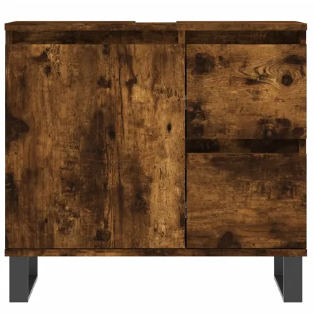 Ensemble de meubles de salle de bain 3 pcs Chêne fumé