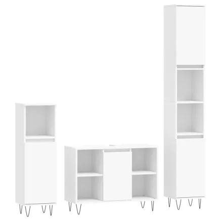 Ensemble de meubles salle de bain 3 pcs blanc bois d'ingénierie 2