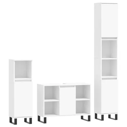 Ensemble de meubles salle de bain 3 pcs blanc bois d'ingénierie 2