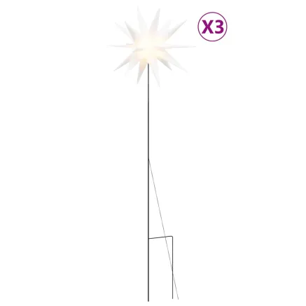 Lumières de Noël avec piquets 3 pcs LED pliable blanc 57 cm 2