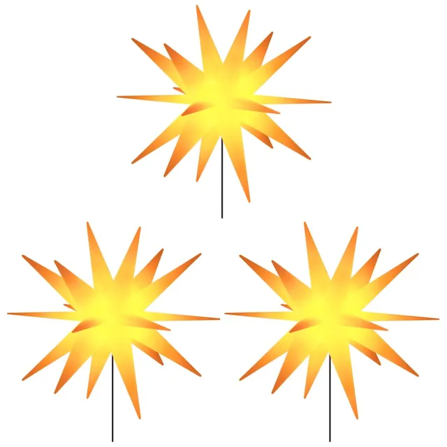 Lumières de Noël avec piquets 3 pcs LED pliable jaune 57 cm