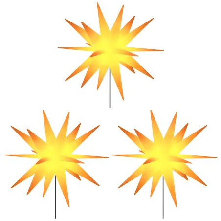 Lumières de Noël avec piquets 3 pcs LED pliable jaune 57 cm