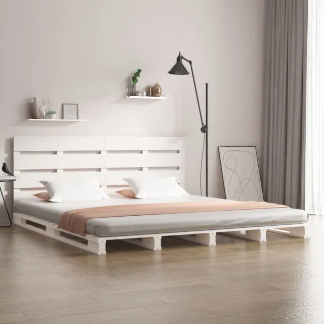 Cadre de lit sans matelas blanc bois de pin massif