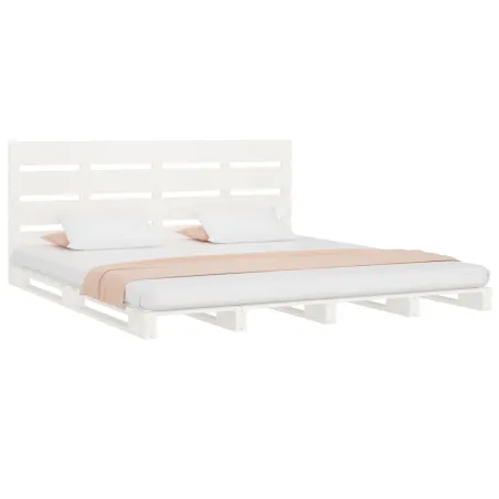 Cadre de lit sans matelas blanc bois de pin massif