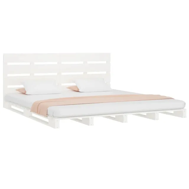 Cadre de lit sans matelas blanc 140x190 cm bois de pin massif
