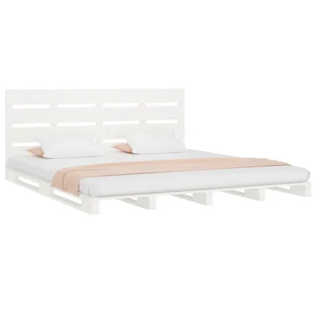 Cadre de lit sans matelas blanc 140x190 cm bois de pin massif