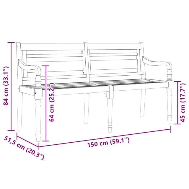 Banc Batavia 150 cm Bois massif de teck