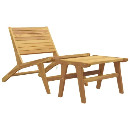 Chaise de jardin avec repose-pieds Bois de teck solide 2