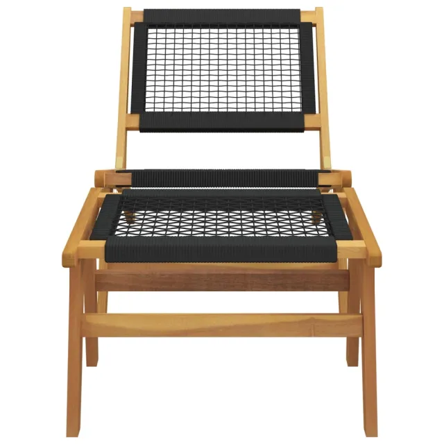 Chaise de jardin et repose-pieds Bois teck solide et polyester