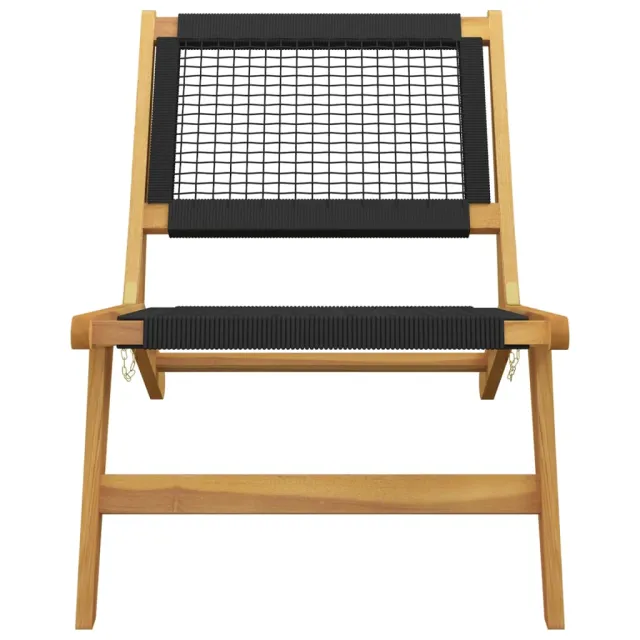 Chaise de jardin et repose-pieds Bois teck solide et polyester