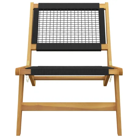 Chaise de jardin et repose-pieds Bois teck solide et polyester