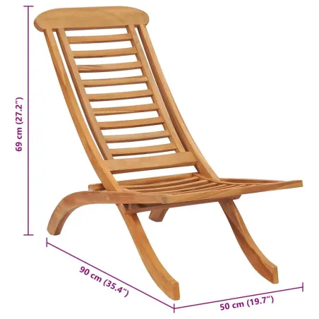 Chaise de jardin pliable 50x90x69 cm Bois de teck massif
