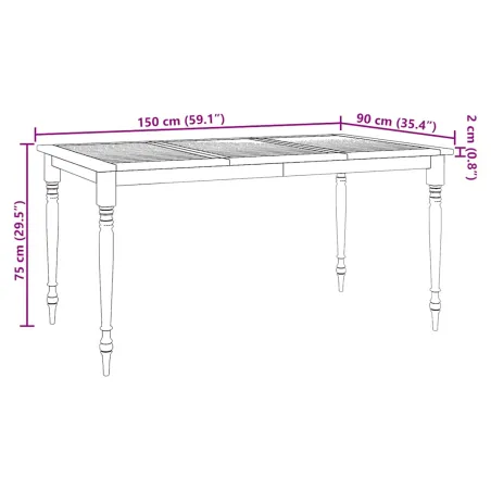 Table Batavia 150x90x75 cm Bois de teck solide