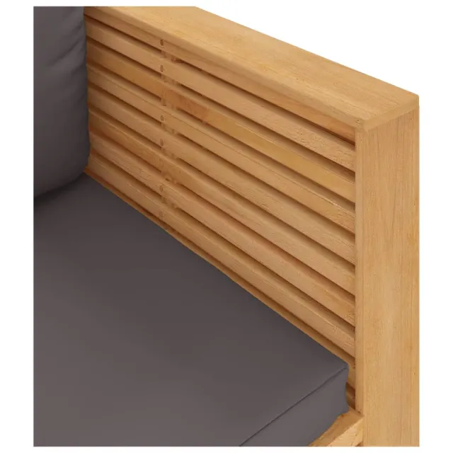 Fauteuil de jardin avec coussins gris foncé Bois de teck massif