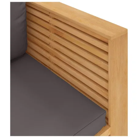 Fauteuil de jardin avec coussins gris foncé Bois de teck massif