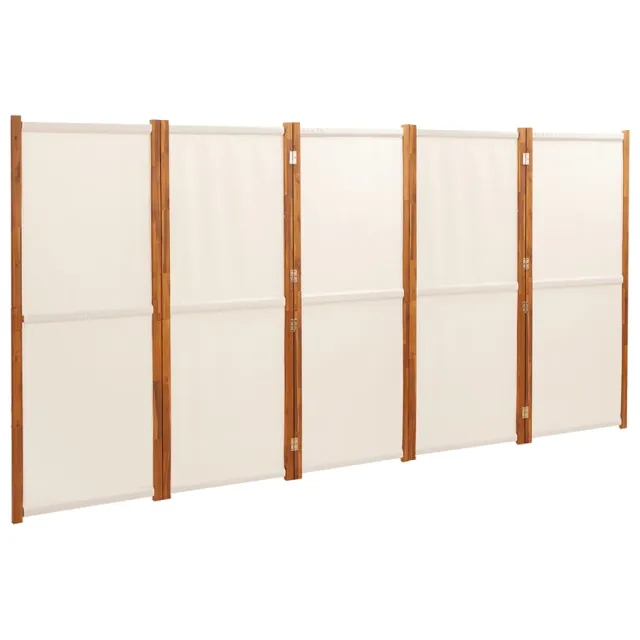 Cloison de séparation 5 panneaux Blanc crème 350x180 cm