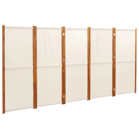 Cloison de séparation 5 panneaux Blanc crème 350x180 cm