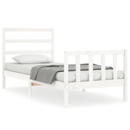 Cadre de lit sans matelas blanc 90x190 cm bois de pin massif 2