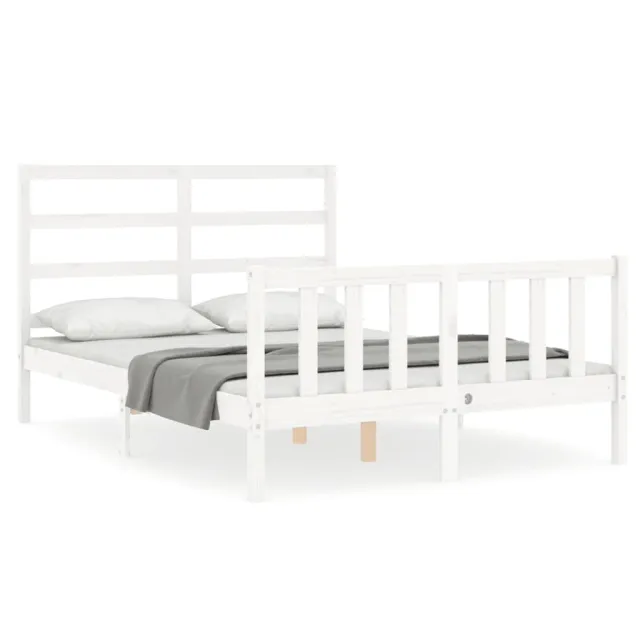 Cadre de lit sans matelas blanc bois de pin massif