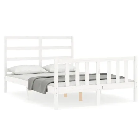 Cadre de lit sans matelas blanc bois de pin massif