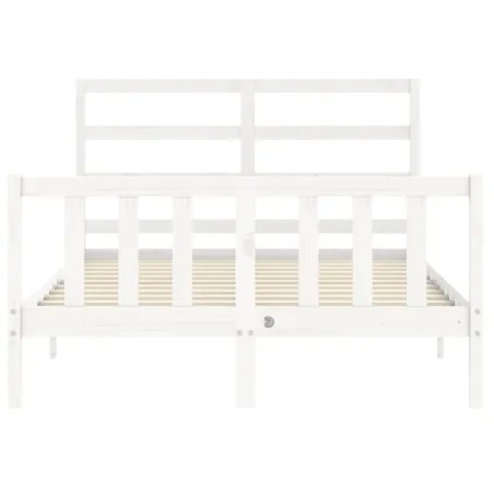 Cadre de lit sans matelas blanc bois de pin massif