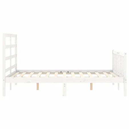 Cadre de lit sans matelas blanc bois de pin massif