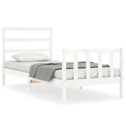 Cadre de lit sans matelas blanc 90x200 cm bois de pin massif 2