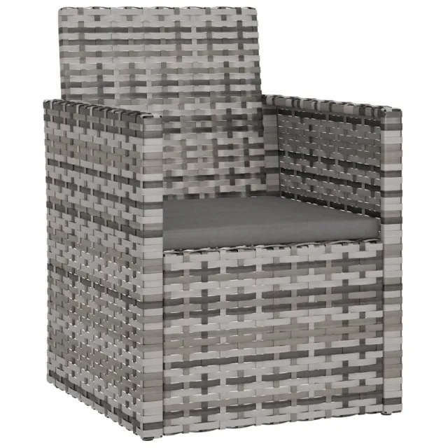 Mobilier d'extérieur 3 pcs avec coussins Résine tressée Gris