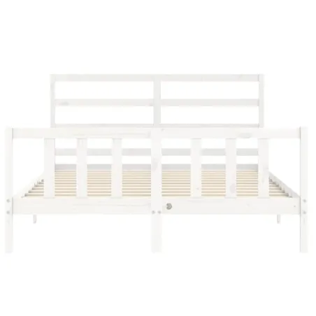 Cadre de lit sans matelas blanc 160x200 cm bois de pin massif