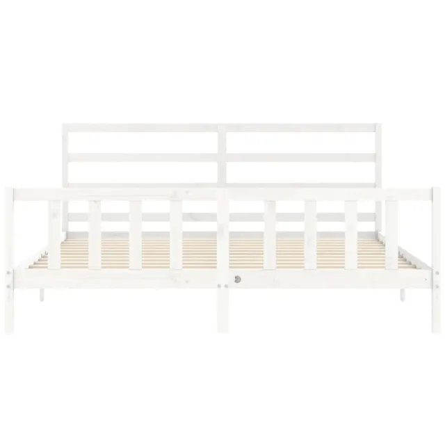Cadre de lit sans matelas blanc 200x200 cm bois massif de pin