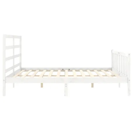 Cadre de lit sans matelas blanc 200x200 cm bois massif de pin