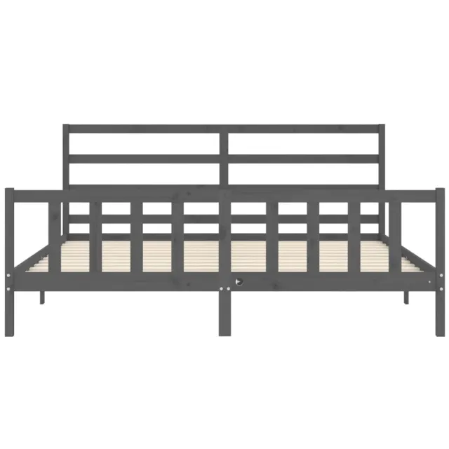 Cadre de lit sans matelas gris 200x200 cm bois massif de pin