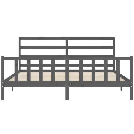 Cadre de lit sans matelas gris 200x200 cm bois massif de pin