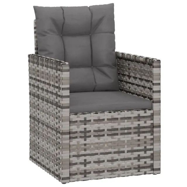 Mobilier d'extérieur 3 pcs avec coussins Résine tressée Gris