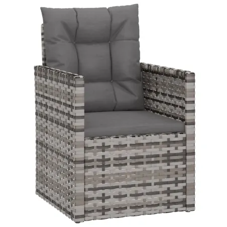 Mobilier d'extérieur 3 pcs avec coussins Résine tressée Gris