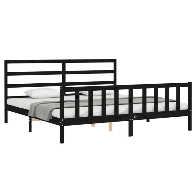 Cadre de lit sans matelas noir 200x200 cm bois massif de pin