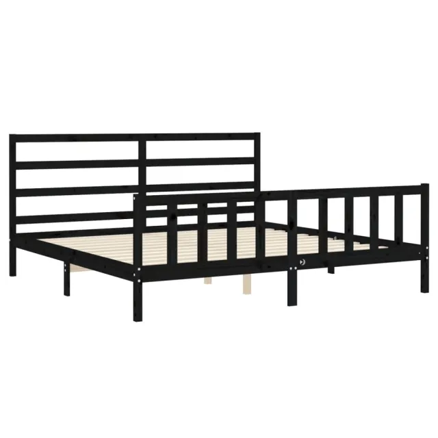 Cadre de lit sans matelas noir 200x200 cm bois massif de pin