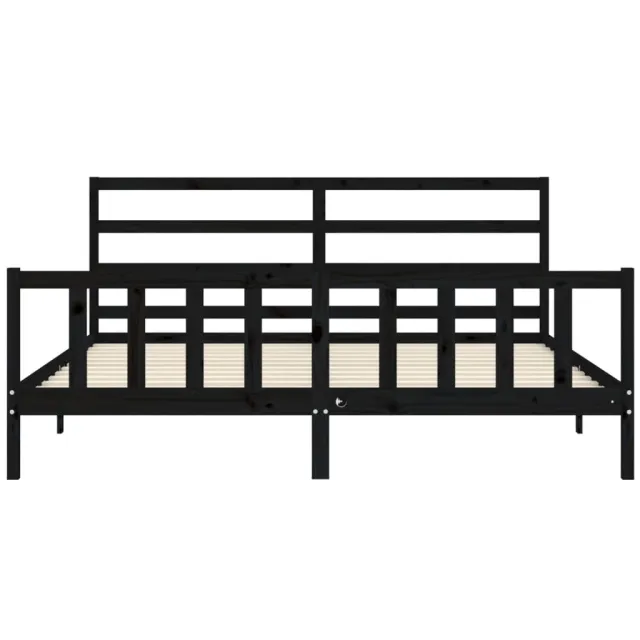 Cadre de lit sans matelas noir 200x200 cm bois massif de pin