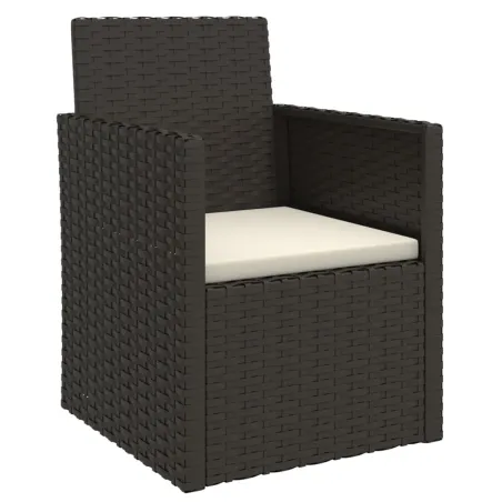Mobilier d'extérieur 4 pcs avec coussins Résine tressée Noir