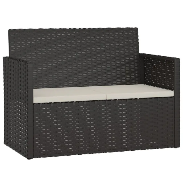Mobilier d'extérieur 4 pcs avec coussins Résine tressée Noir