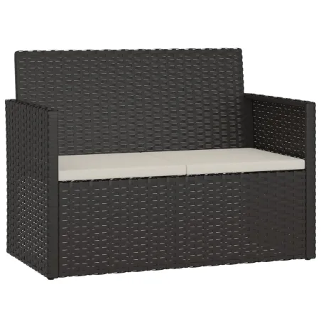 Mobilier d'extérieur 4 pcs avec coussins Résine tressée Noir