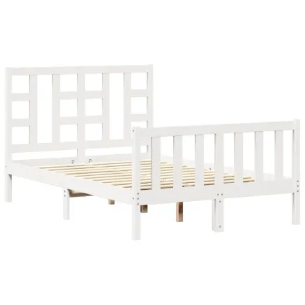 Cadre de lit sans matelas blanc bois de pin massif 2